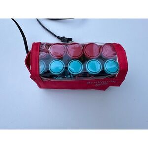 Remington All That! Travel Hot Roller Set Red Case 10 Rollers Teal Pink H-1000